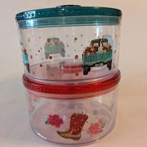 ❤️ Pioneer Woman Stacking 2 Piece Canister Set. Cookie gift container. Christmas